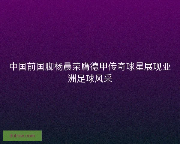 中国前国脚杨晨荣膺德甲传奇球星展现亚洲足球风采