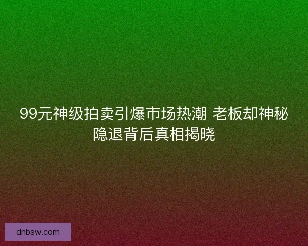 99元神级拍卖引爆市场热潮 老板却神秘隐退背后真相揭晓